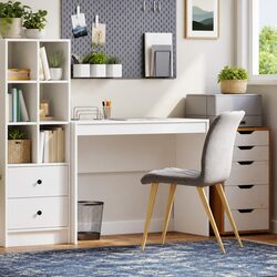White Writing Desk Compact Office Study Workspace 100x40x76cm Engineered Wood