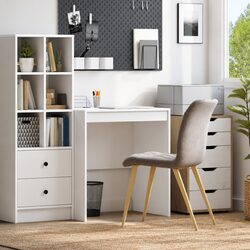 White Writing Desk Compact Home Office Study Computer Workstation Engineered