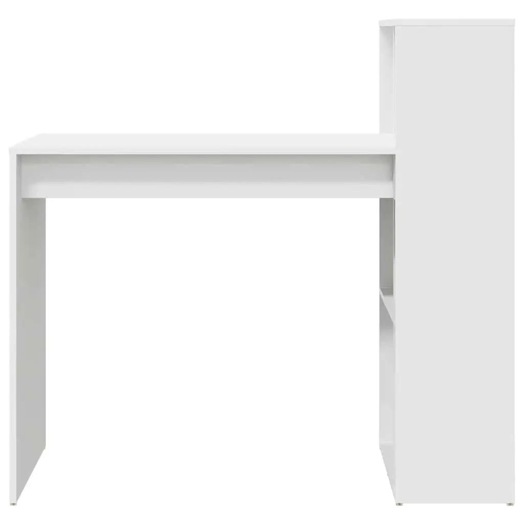 Computer Desk with Shelf Modern Office Workspace Storage White Engineered Wood