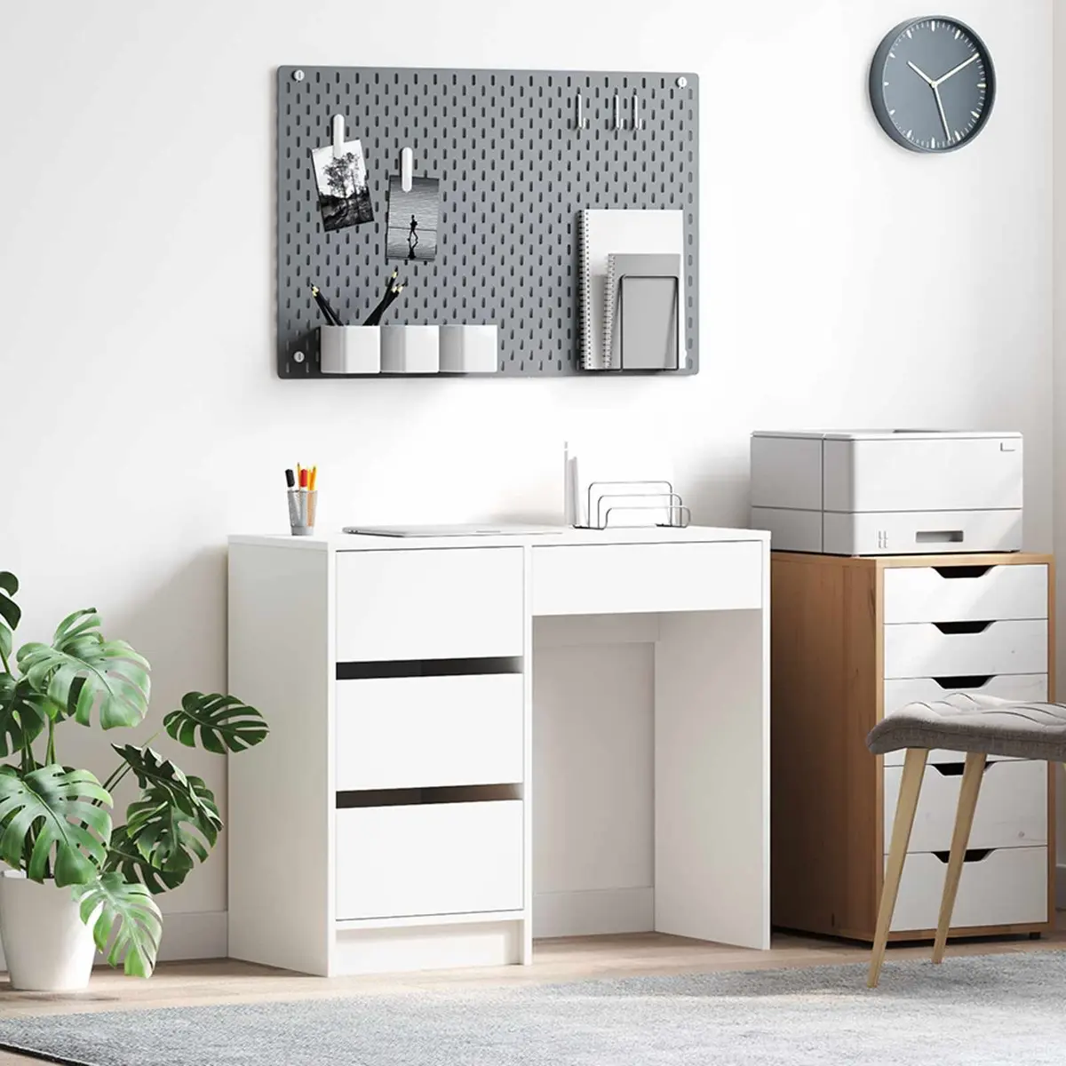 White Computer Desk with Drawer Storage Home Office Workspace 90 x 37.5 x 75 cm