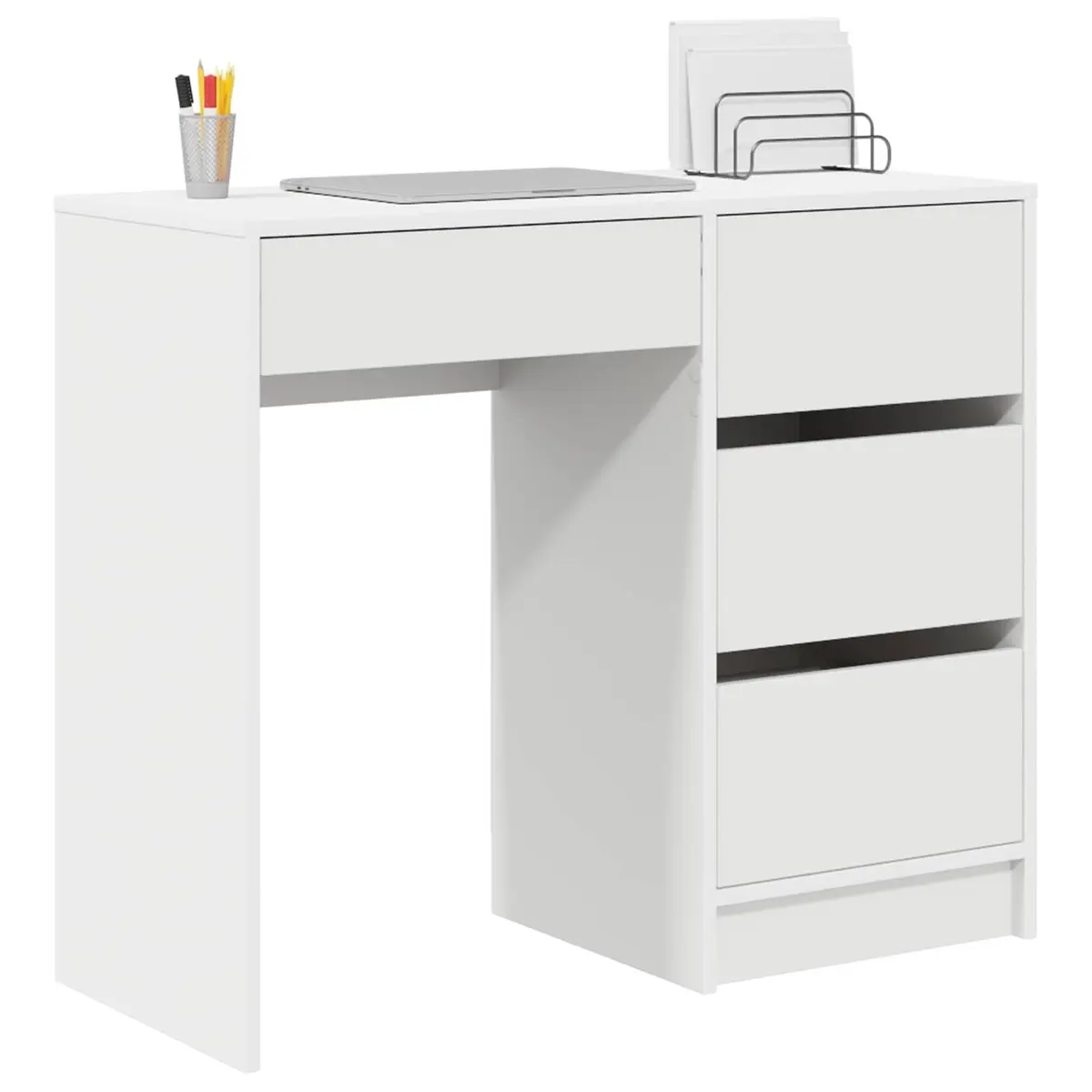 White Computer Desk with Drawer Storage Home Office Workspace 90 x 37.5 x 75 cm