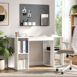 Desk with Shelf White 130 x 50.5 x 75 cm Storage Office Computer Workspace