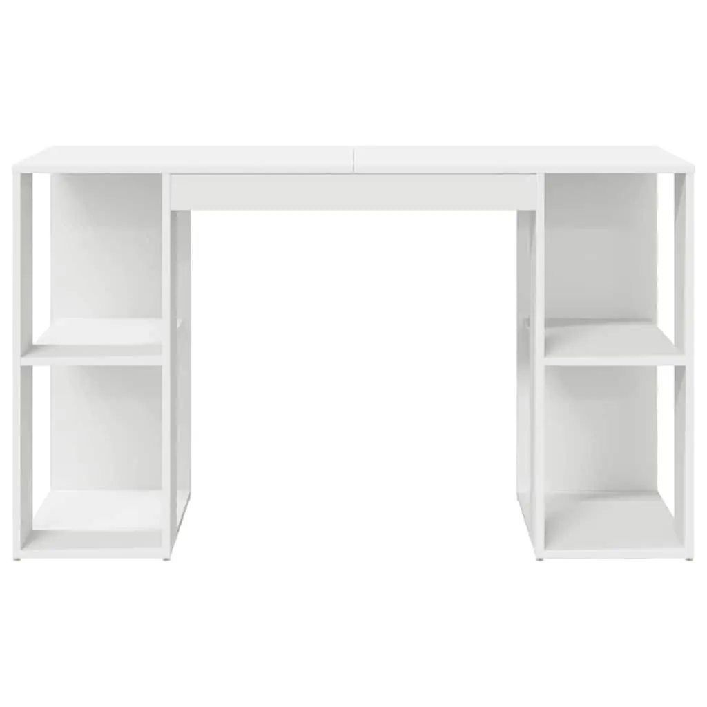 Desk with Shelf Storage White Engineered Wood 130 x 50.5 x 75 cm