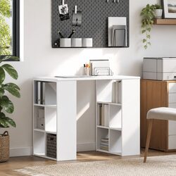 Writing Desk with Shelves White 90 x 50 x 75 cm Home Office Workspace Storage