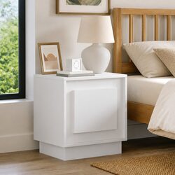 Bedside Cabinet White Modern Rustic Nightstand Table Storage LED USB Charging