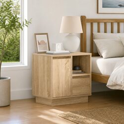 Bedside Cabinet with Drawer Engineered Wood Bedroom Storage 50 x 34.5 x 50 cm
