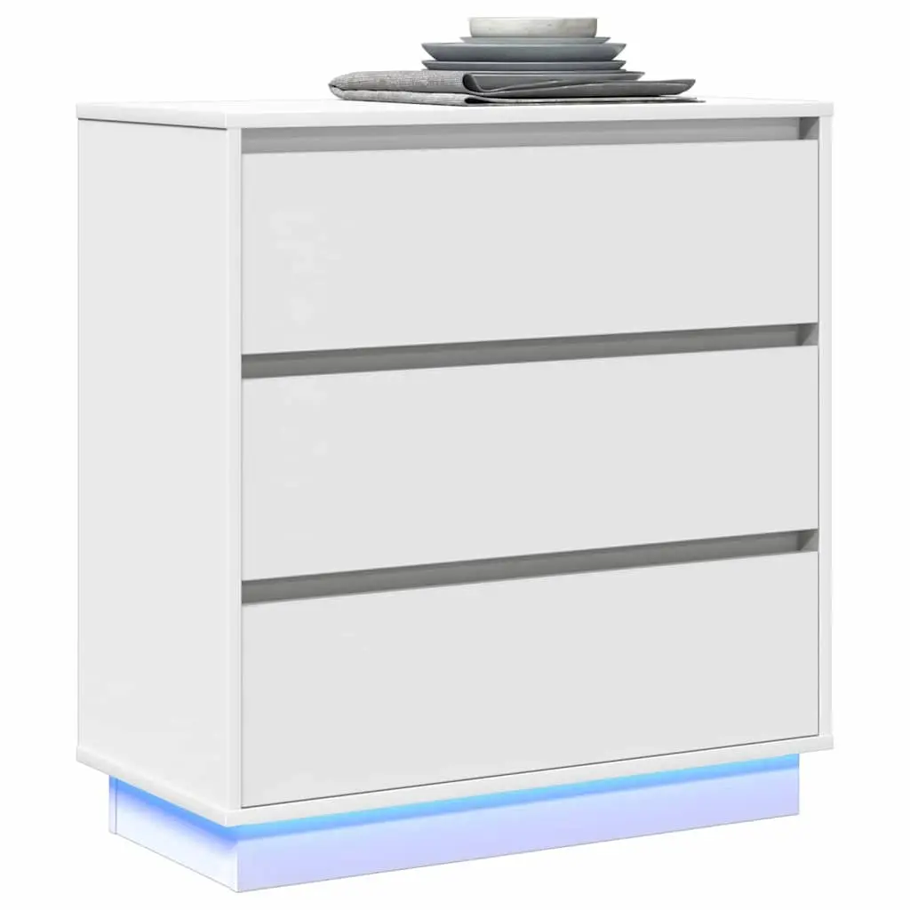 Bedside Table Compact Storage Nightstand 71cm White Engineered Wood