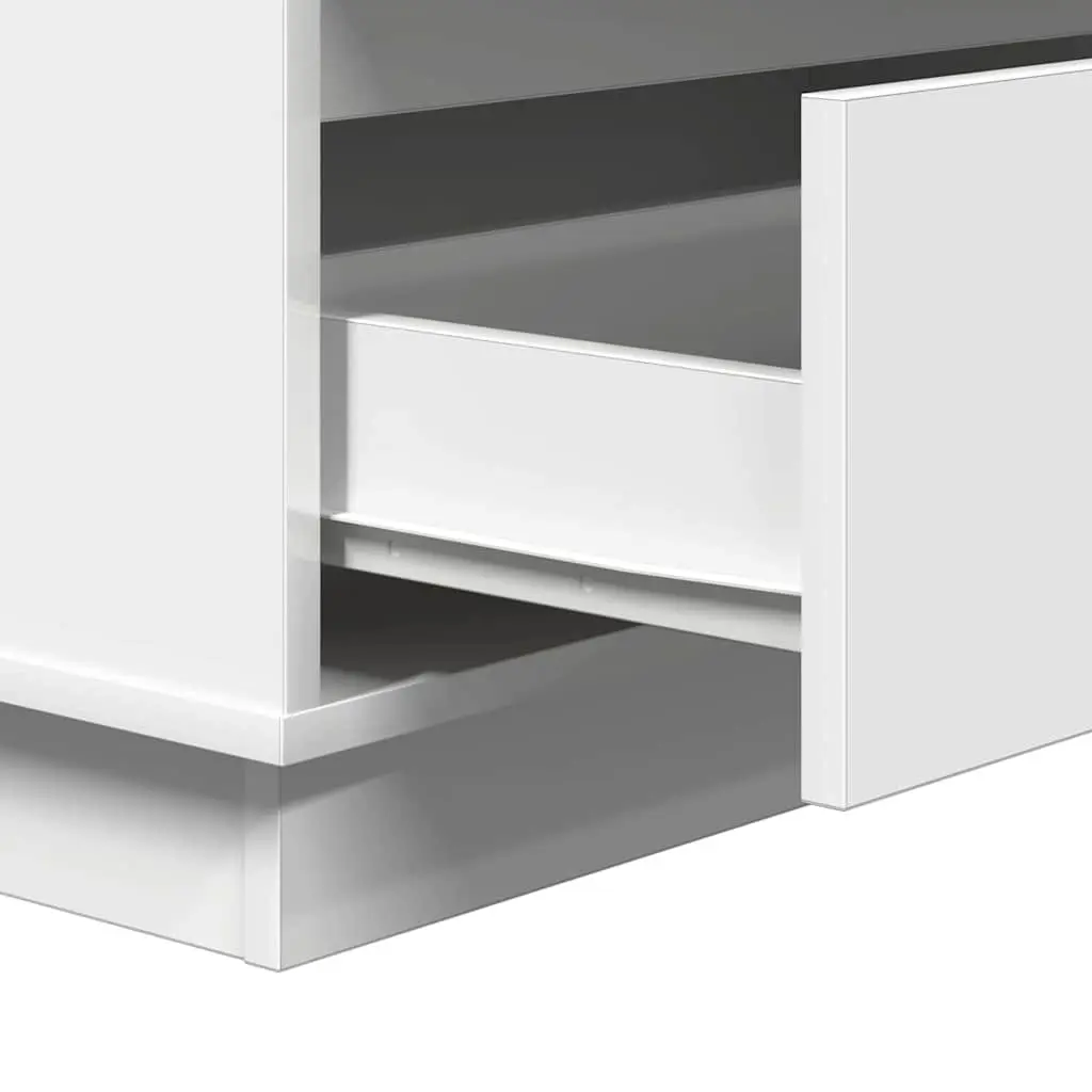 Bedside Table Compact Storage Nightstand 71cm White Engineered Wood