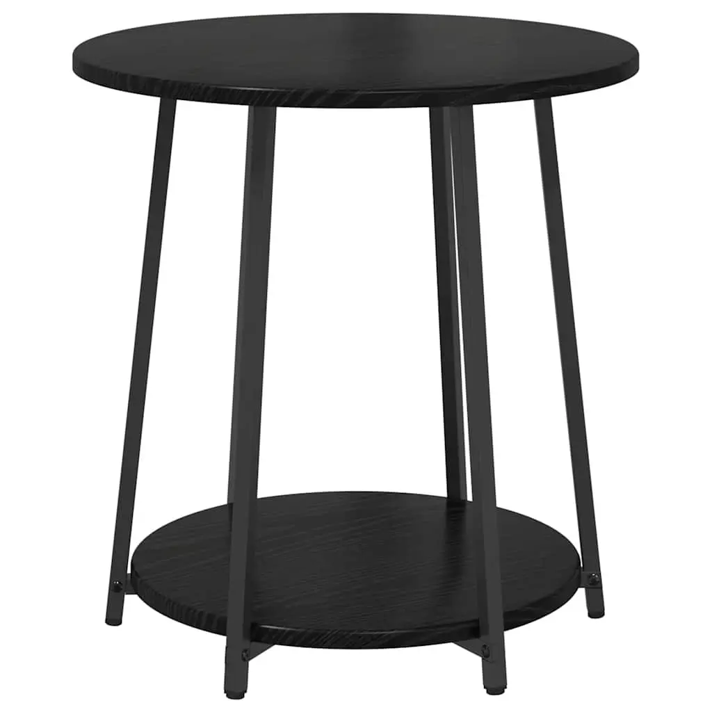 Side Table Set Industrial Round Accent 2 Pieces Black
