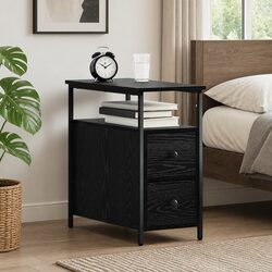 Bedside Cabinet Black 30 x 60 x 60 cm Engineered Wood Bedroom Storage Drawer