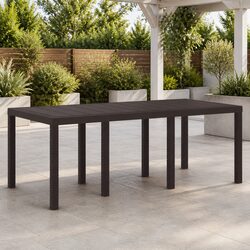 Garden Dining Table Rectangular Outdoor Poly Rattan Brown 200x100x73cm