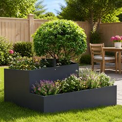 Garden Planter Metal Anthracite 80x80x50cm Outdoor Raised Bed Contemporary