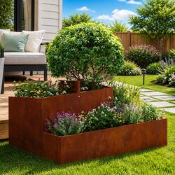 Garden Planter Metal Weathering Steel Modern Square Outdoor Raised Bed