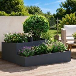 Garden Planter Metal Large Outdoor Anthracite 100x100x50cm Contemporary Design