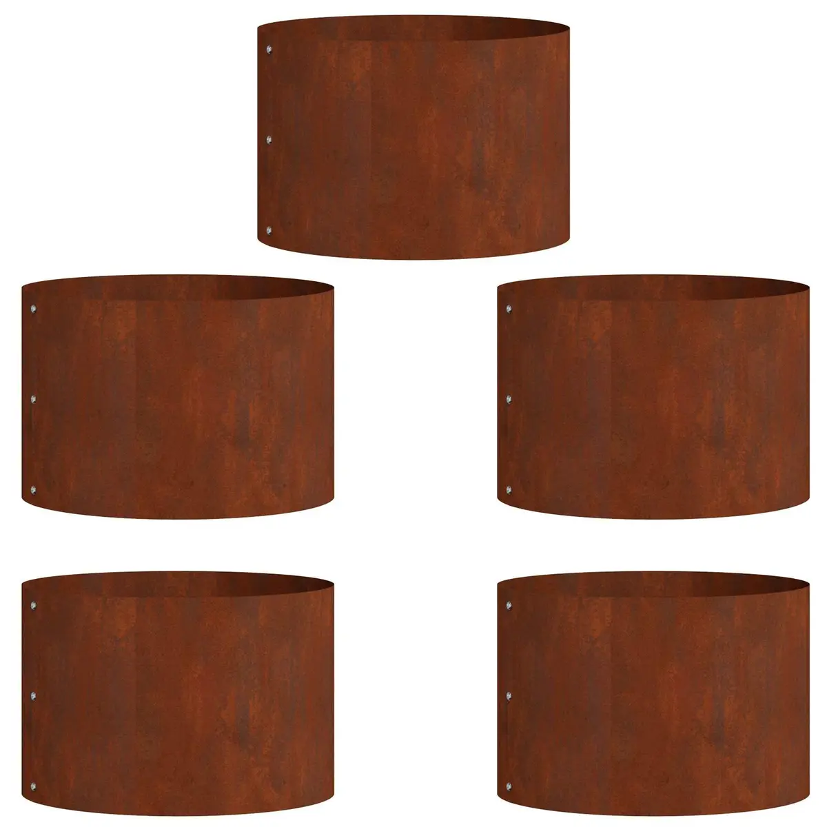 Planter Ring Steel 30 x 30 x 20 cm Brown 5 Piece Round Garden Bed Border Frame