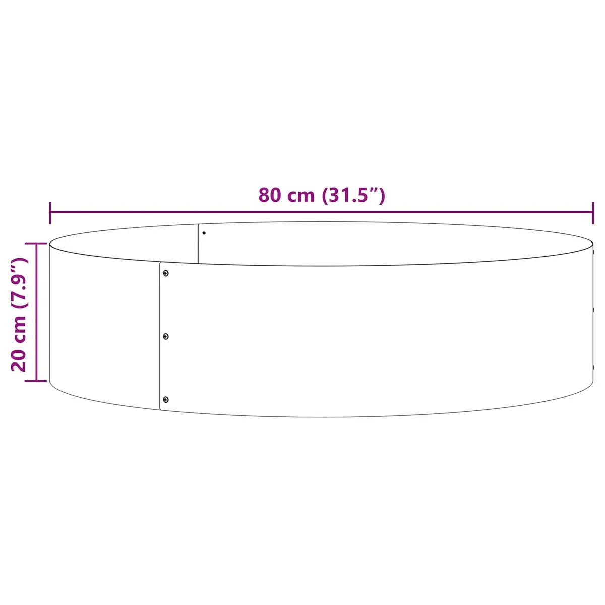 Garden Planter Ring 80x80x20cm Weathering Steel Outdoor Frame Set 5pcs