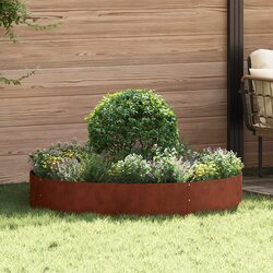 Garden Planter Ring Round Steel Frame Outdoor Raised Bed Weathering 120x120x20cm