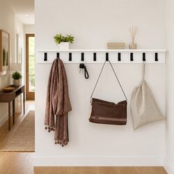 Wall-Mounted Coat Rack White Hallway Storage Organizer Hooks Shelves 100cm