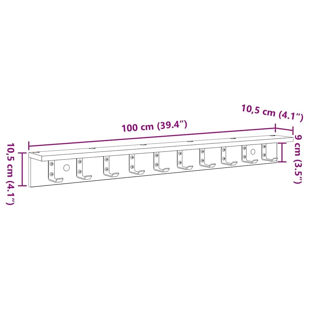 Wall-Mounted Coat Rack White Hallway Storage Organizer Hooks Shelves 100cm