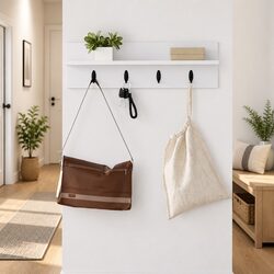 Wall-Mounted Coat Rack White Engineered Wood Hallway Storage Organiser 60cm