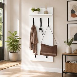 Wall-Mounted Coat Rack White Engineered Wood Hallway Entryway Storage 40x10x90cm