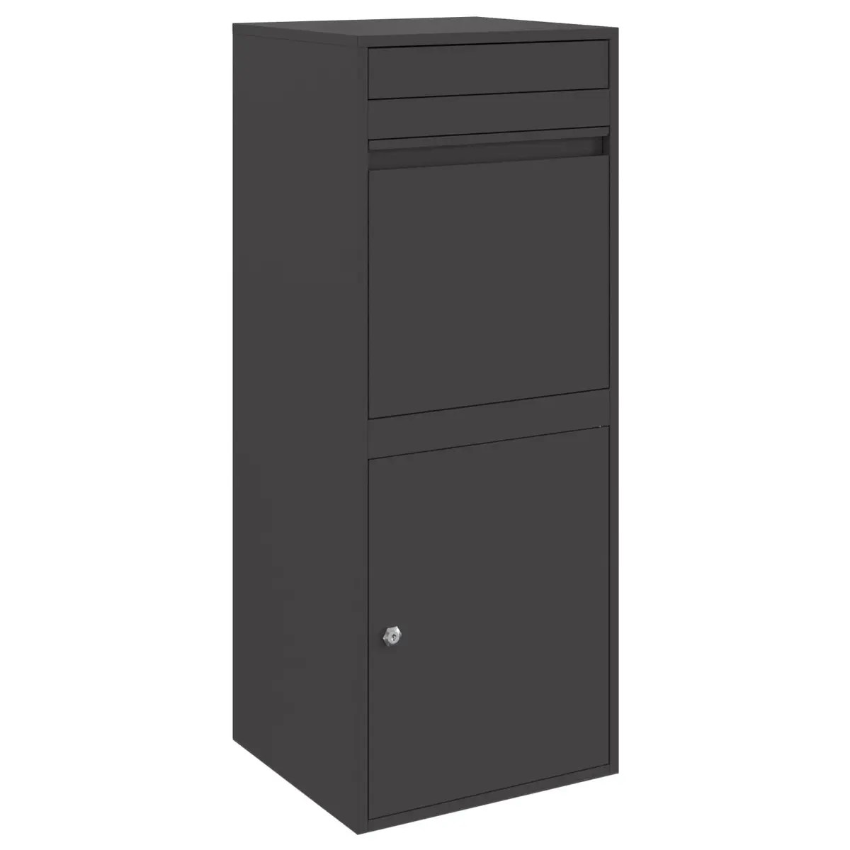 Parcel Drop Box Steel Construction Deadbolt Lock Waterproof Black Outdoor