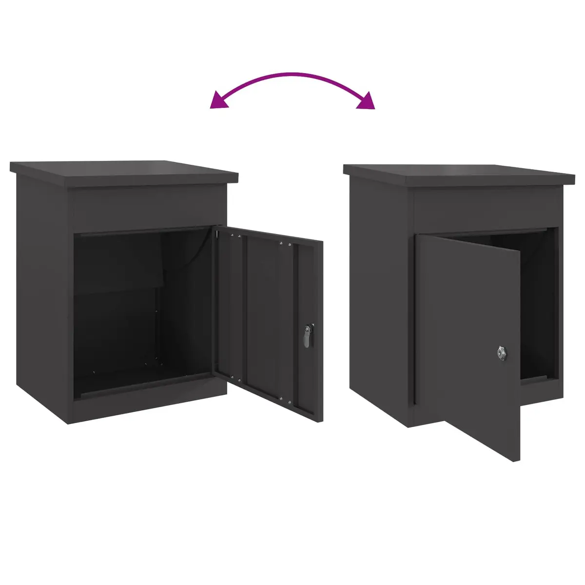 Parcel Drop Box with Storage Black 47.5 x 38 x 59 cm Steel Outdoor Mailbox
