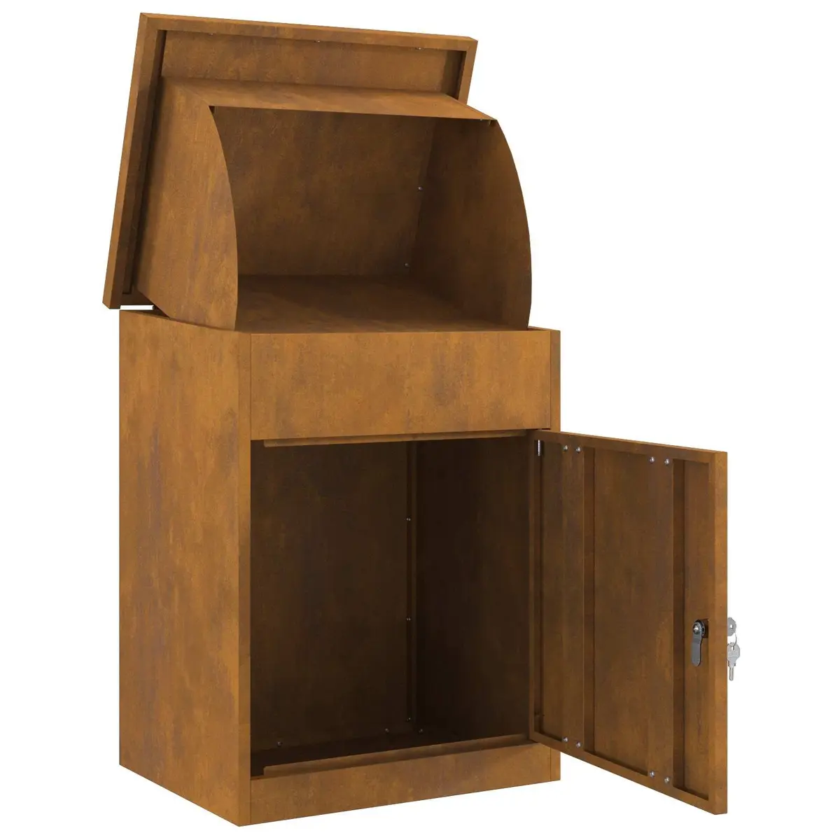 Parcel Drop Box Outdoor Security Weatherproof Steel 47.5x38x59cm Brown