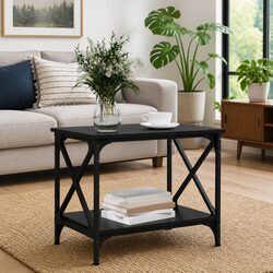 Coffee Table Black Oak Urban Living Room Accent Engineered Wood Side Table 55cm
