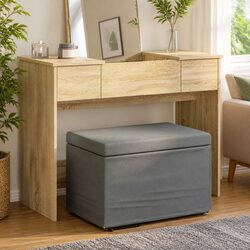 Grey Backless Bar Stool Modern Kitchen Counter Chair Fabric Cushion Bun Feet