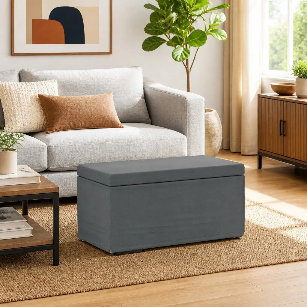 Backless Bar Stool Modern Fabric Seat Grey