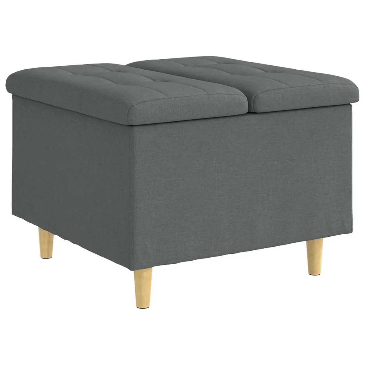 Storage Ottoman Tufted Cushion Grey 60x60x45cm