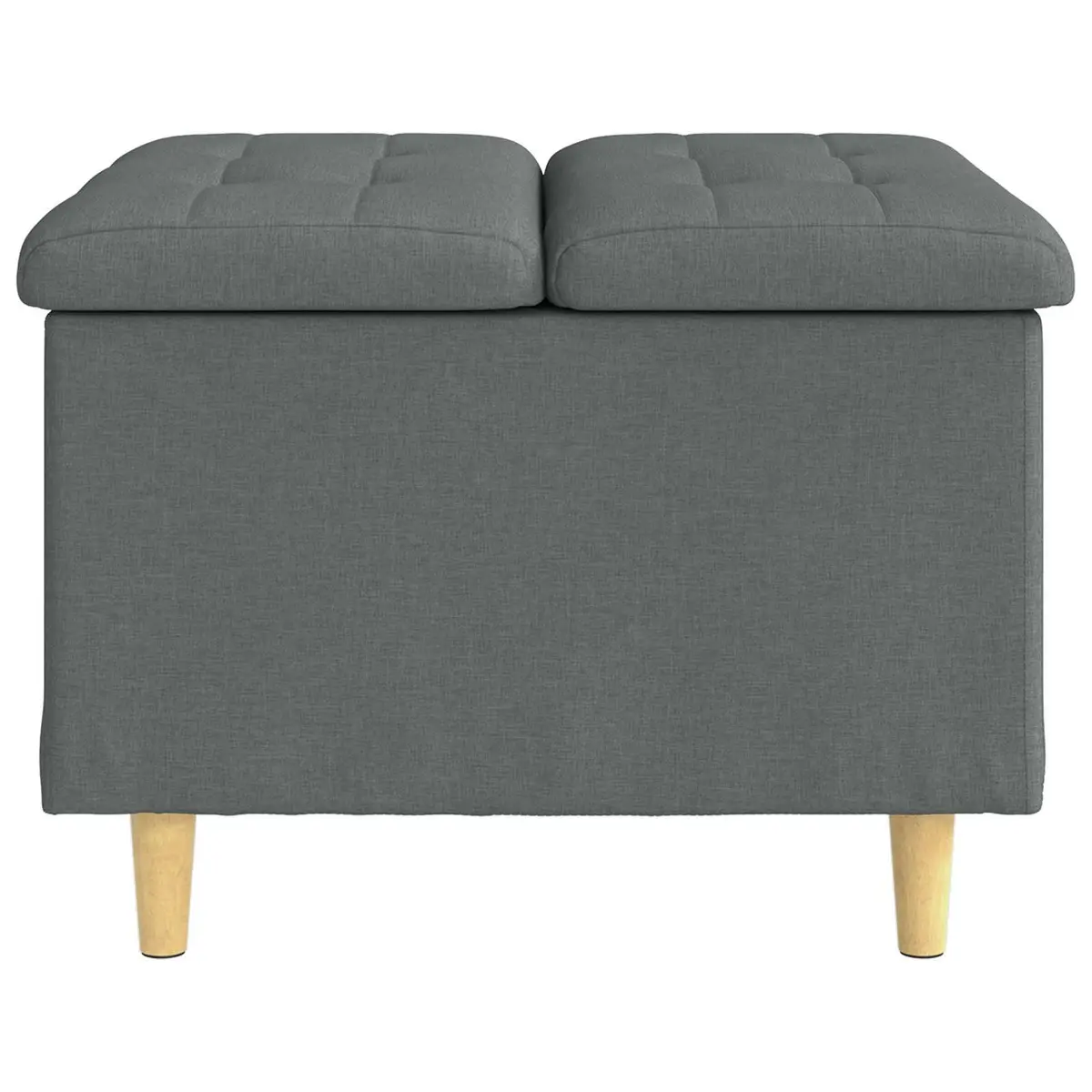 Storage Ottoman Tufted Cushion Grey 60x60x45cm