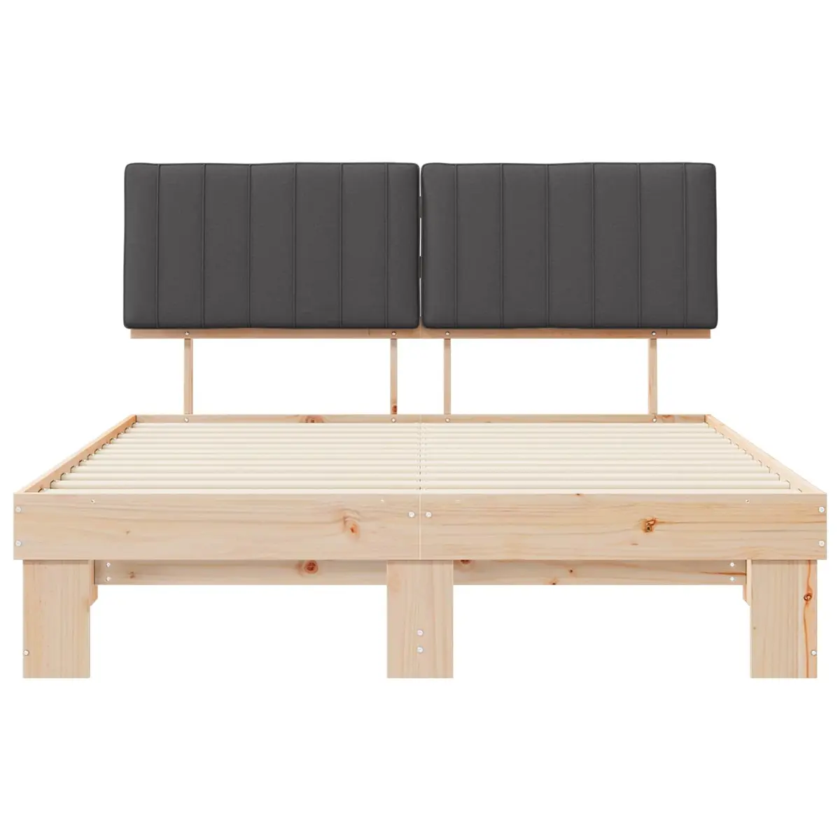 Bed Frame Upholstered Headboard Grey 150 x 200 cm Wooden Modern Bedroom