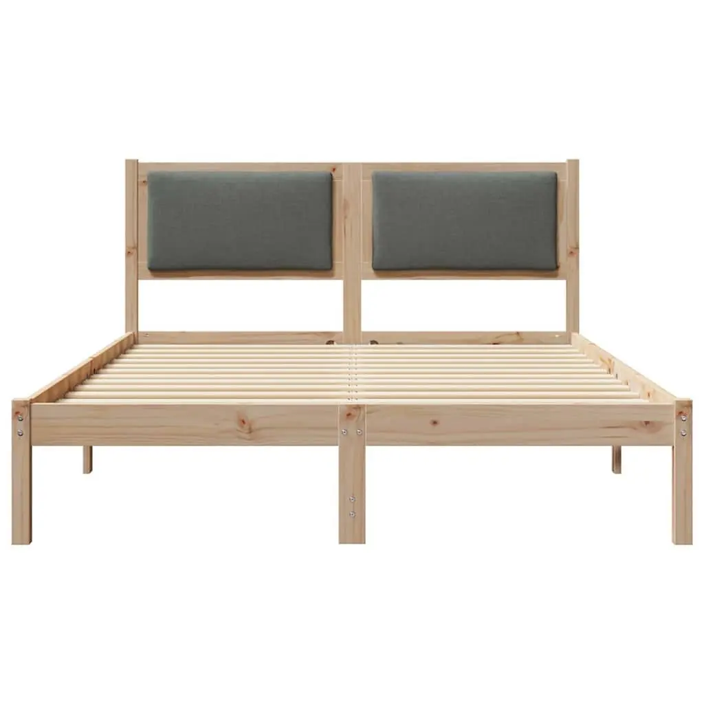 Bed Frame with Headboard Solid Pine Wood 150 x 200 cm Grey Modern
