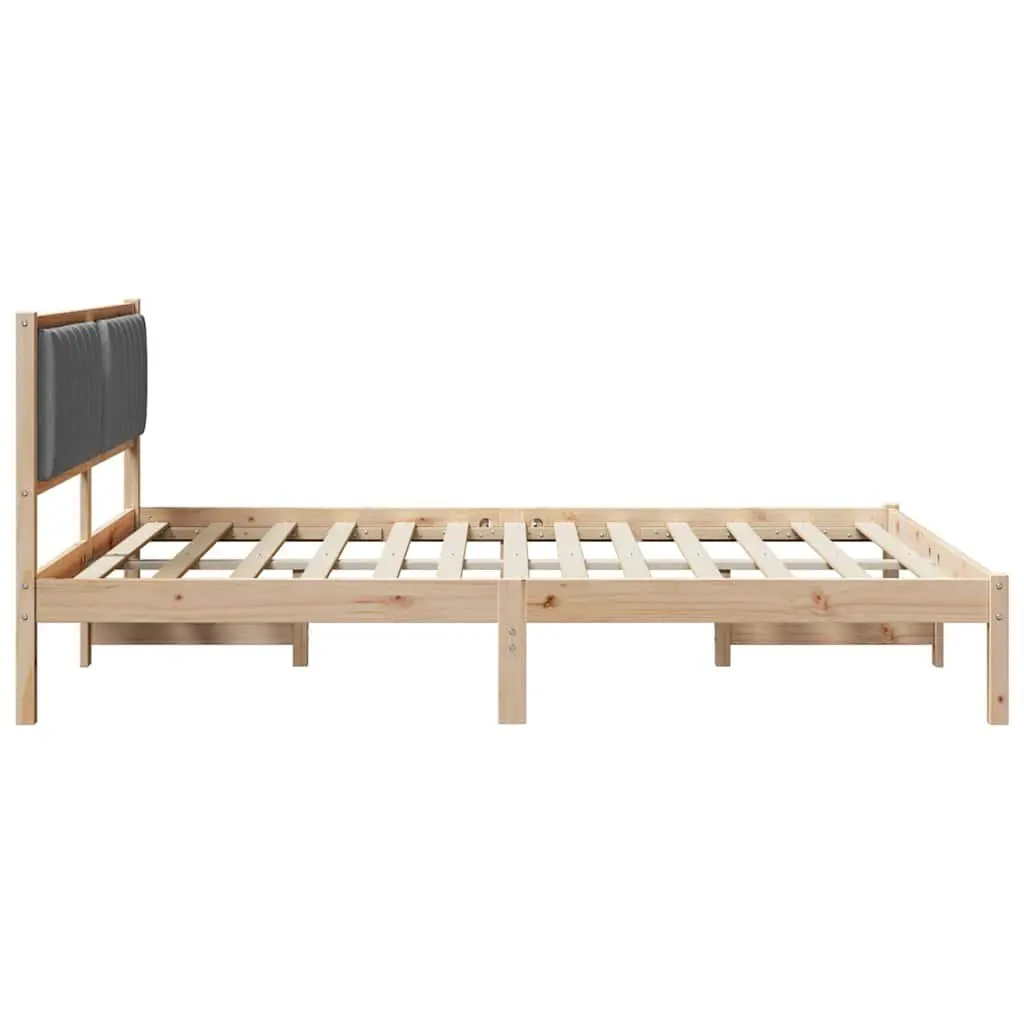 Bed Frame Upholstered Headboard 150 x 200 cm Dark Grey