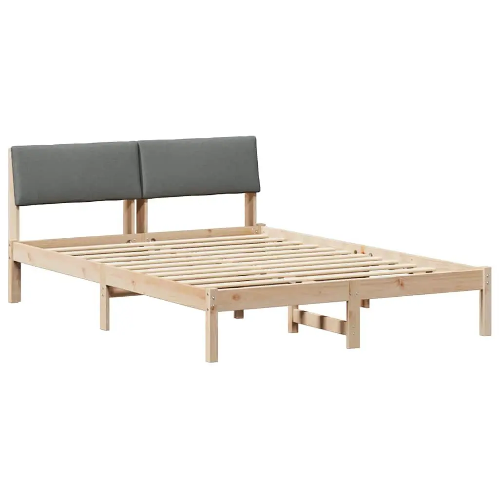 Bed Frame Modern Platform 135 x 190 cm Solid Pine Wood Brown