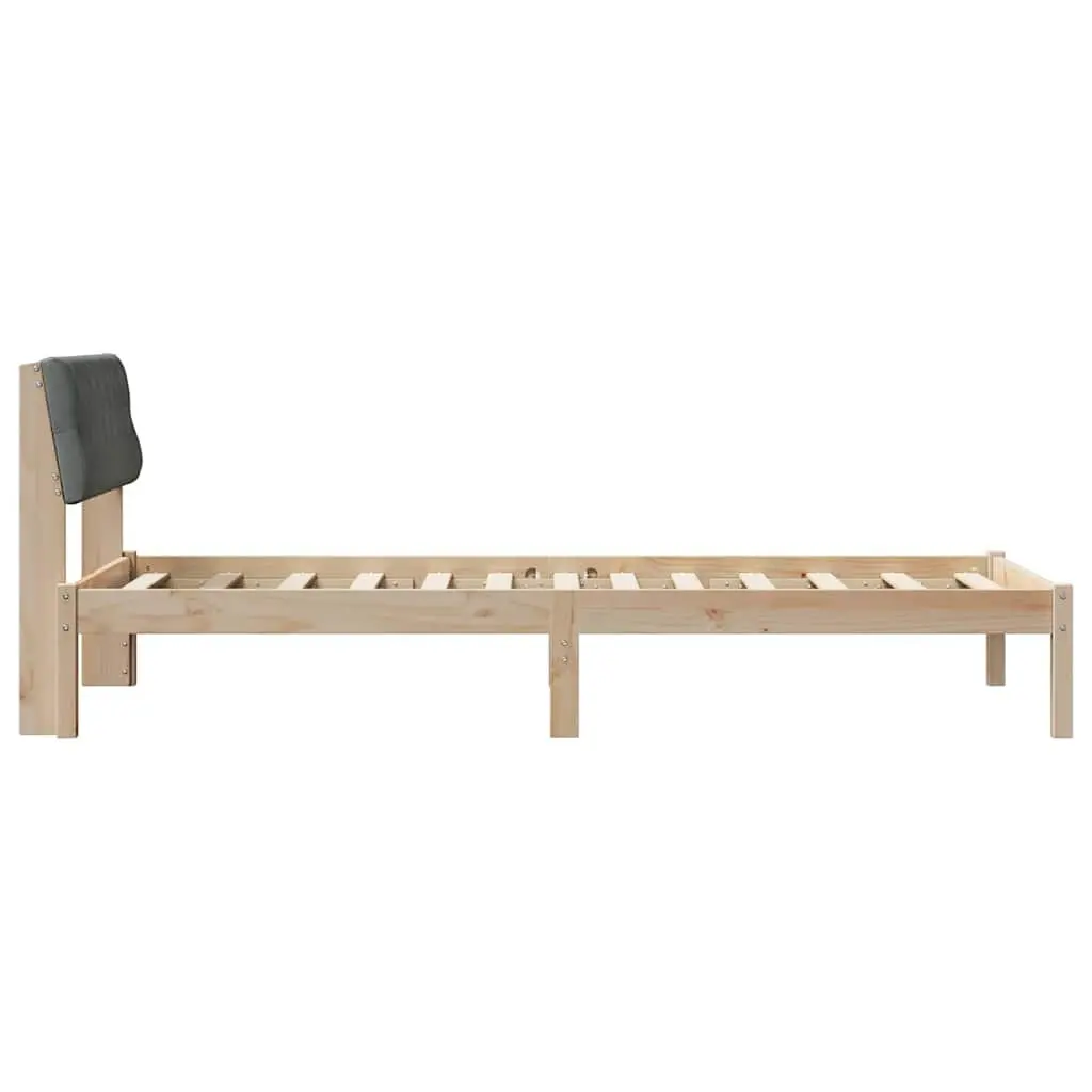Bed Frame Solid Pine Wood Platform 90x190cm Brown Dark Grey