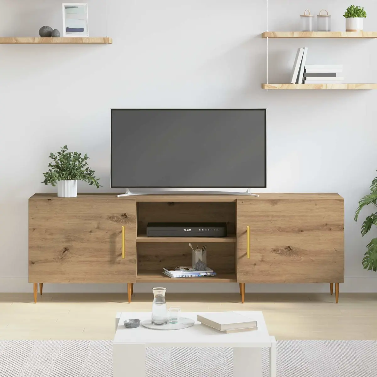 TV Cabinet Modern Rectangular 150cm Brown Engineered Wood
