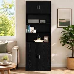 Wall Cabinet Black oak Storage Furniture Engineered Wood Sideboard 80x42.5x40cm