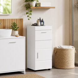 Bathroom Vanity Unit with Drawer Storage Cabinet White Modern Matte