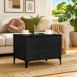 Coffee Table Black Oak Modern Living Room Accent Furniture Engineered Wood