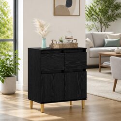 Sideboard Cabinet with Drawer Black Oak Living Room Storage Furniture 60x35x70cm