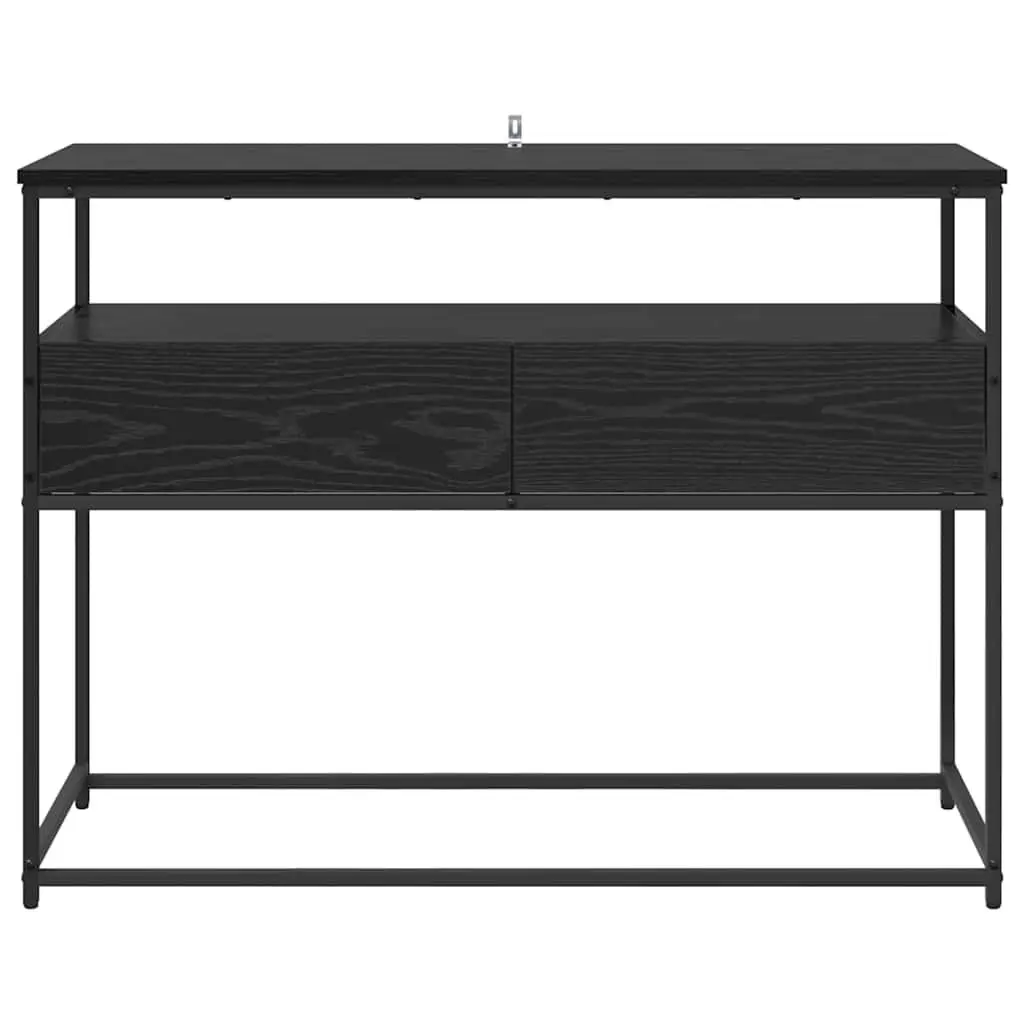 Console Table Black Engineered Wood Hallway Entryway Storage Shelves Modern