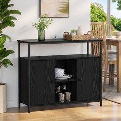 Sideboard Black Oak 100x35x80cm Modern Engineered Wood Storage Cabinet Buffet