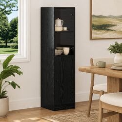 Black Oak Highboard Storage Cabinet Engineered Wood Dining Room Kitchen