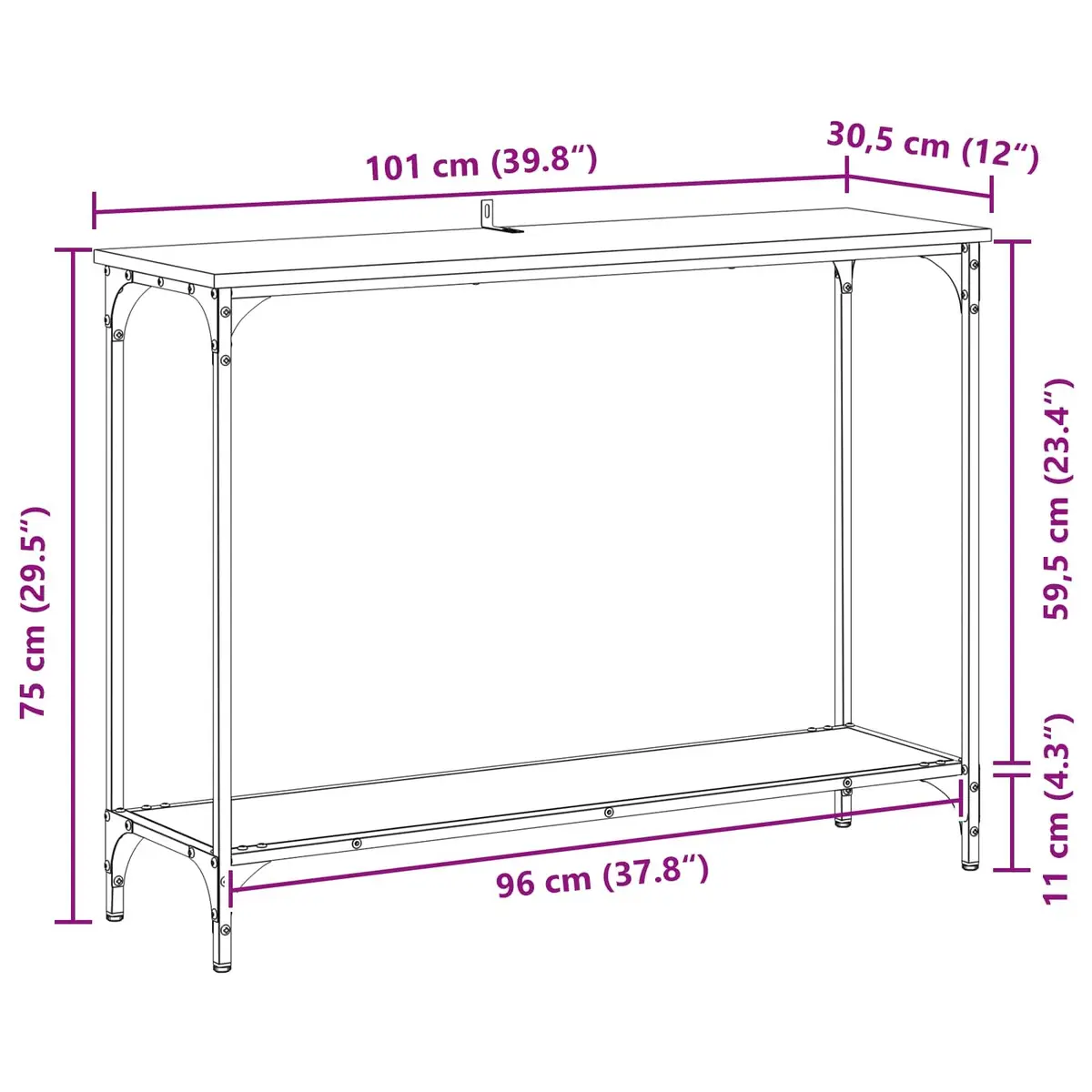 Console Table Black Engineered Wood End Table Hallway Entryway Storage Display