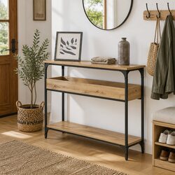 Console Table Industrial Style Engineered Wood Steel Frame Hallway Living Room
