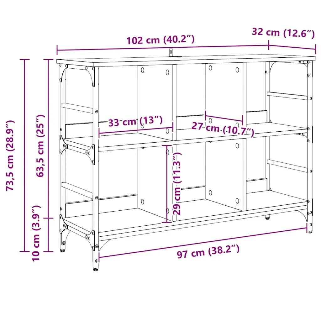 Sideboard Modern Storage Cabinet Black Oak 102 x 32 x 73.5 cm