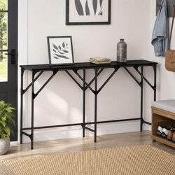 Console Table Black Oak 140cm Industrial Style Engineered Wood Hallway Accent